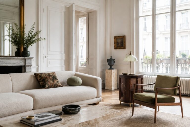 Salon contemporain aux influences historiques