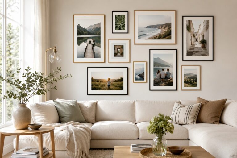 Salon lumineux avec galerie photo