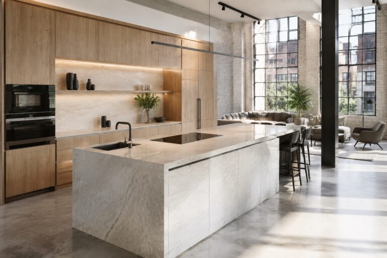 Cuisine contemporaine dans un loft lumineux