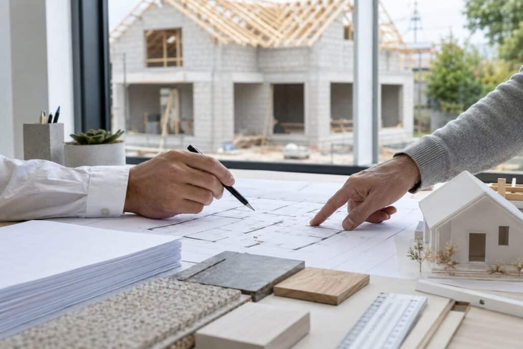 Plans et contrat d’une maison en construction