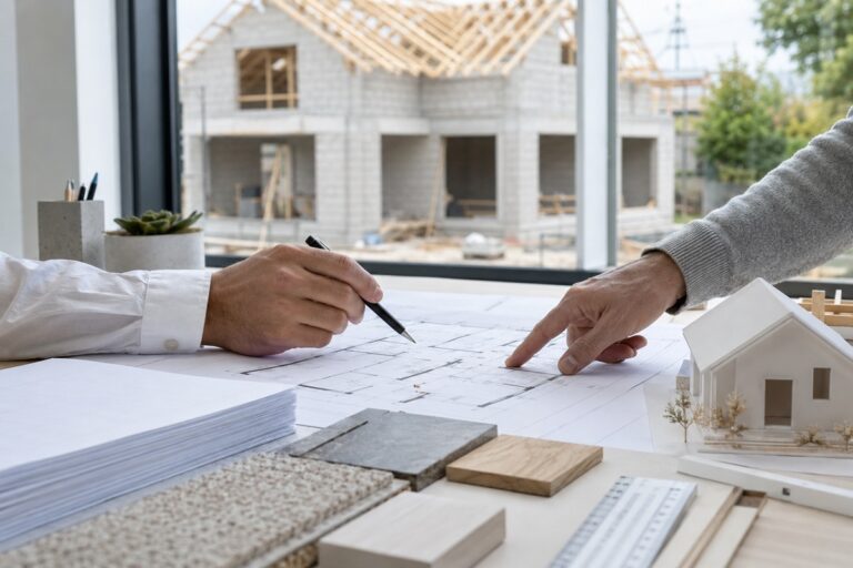 Plans et contrat d’une maison en construction