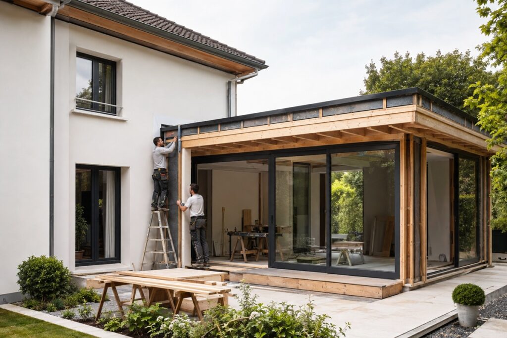 Construction soignée d’une extension moderne