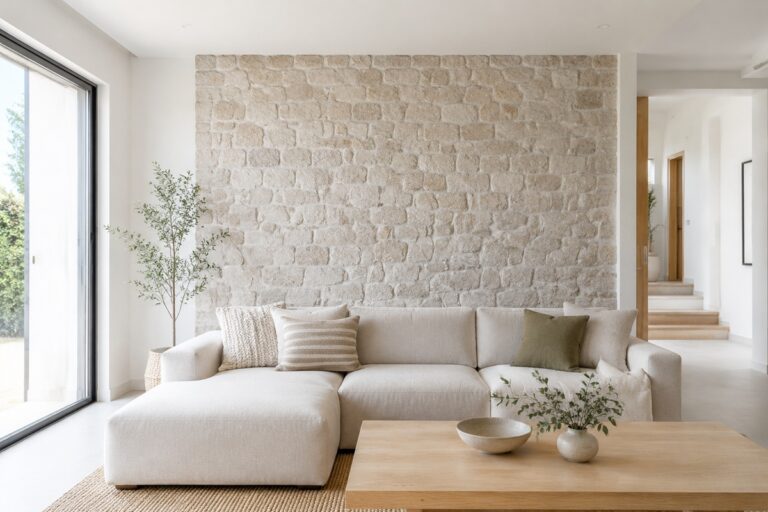 Mur d’accent en fausse pierre dans un salon