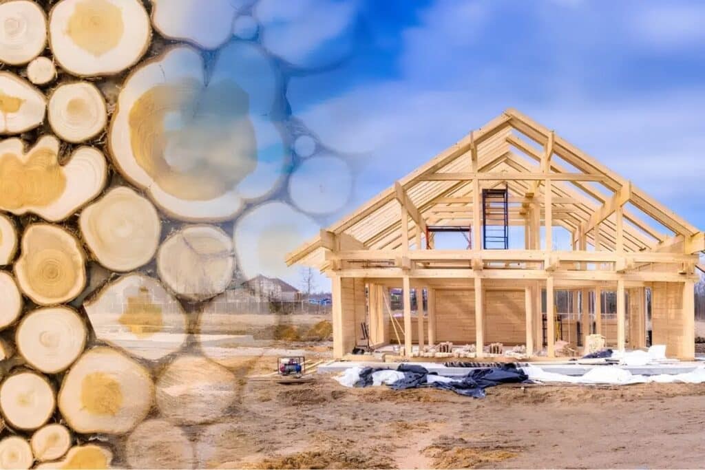 ossature de maison en bois en construction