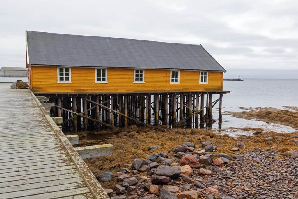 rorbu jaune dans le Finnmark