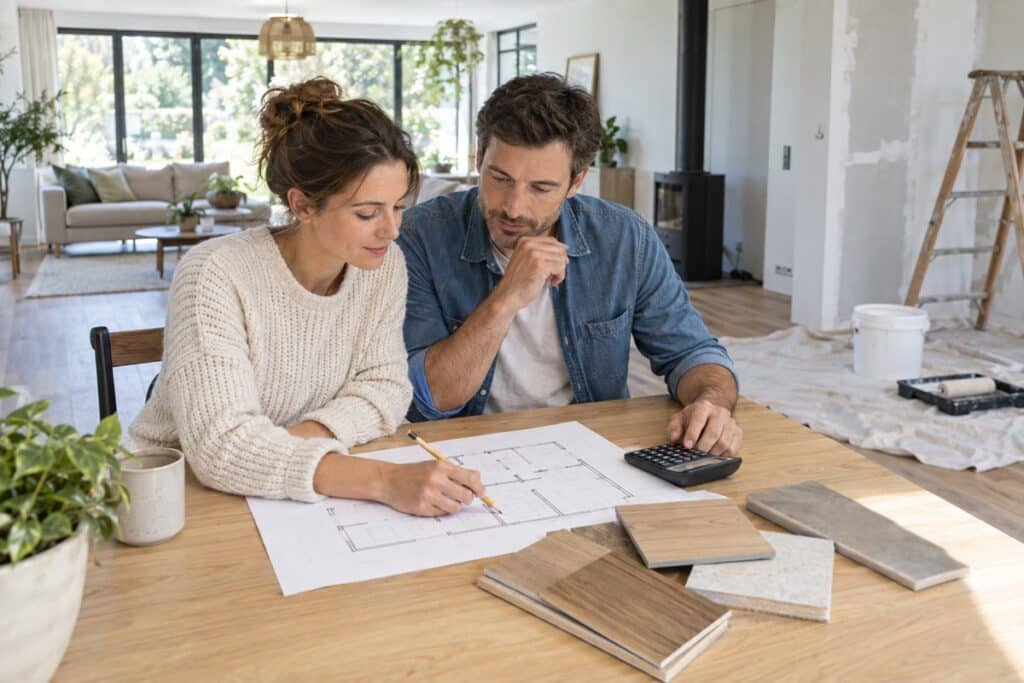 Un couple prépare son budget travaux