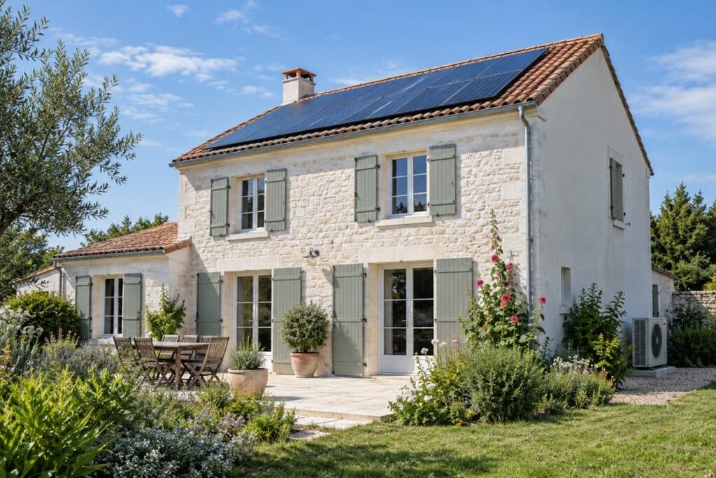Maison charentaise rénovée avec panneaux solaires