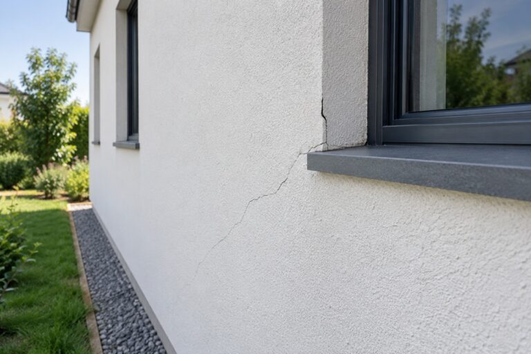Fissure sur la façade d'une maison neuve