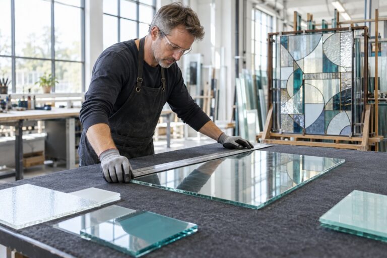 Précision artisanale sur un panneau de verre