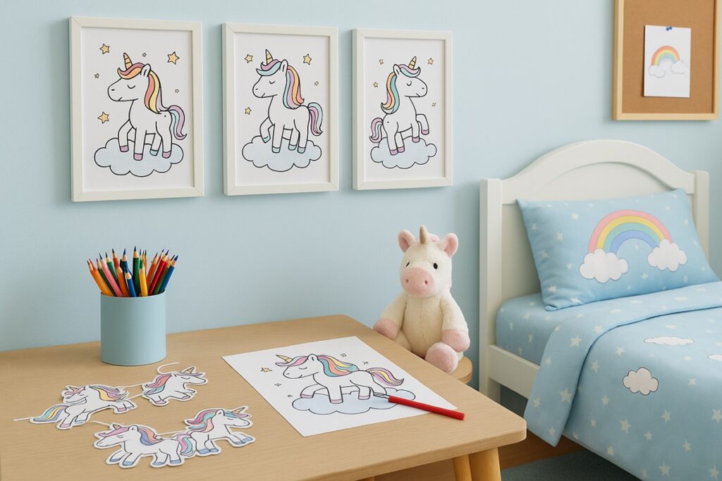 décoration thème licorne chambre d'enfant