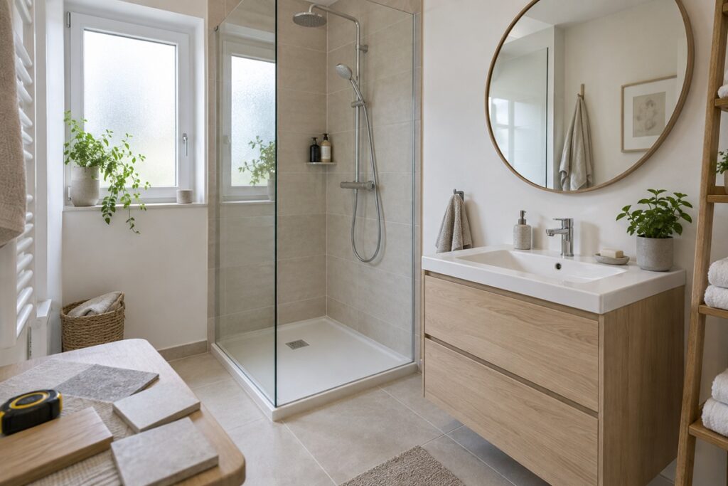 Salle de bain rénovée avec un budget maîtrisé