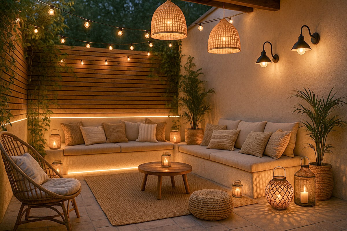 idées éclairage terrasse bohème