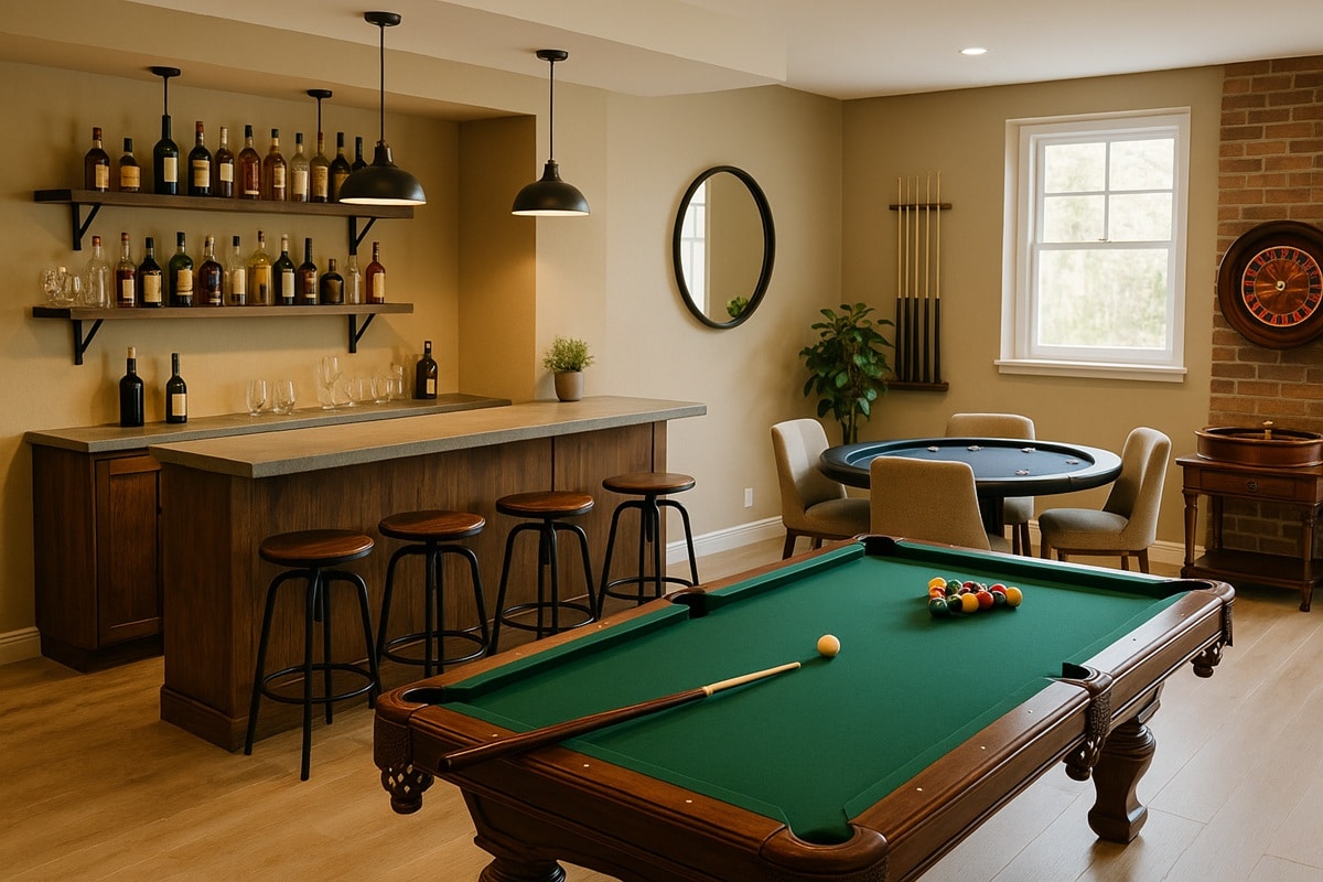 Aménager une pièce de loisirs à la maison : bar, billard, casino privé