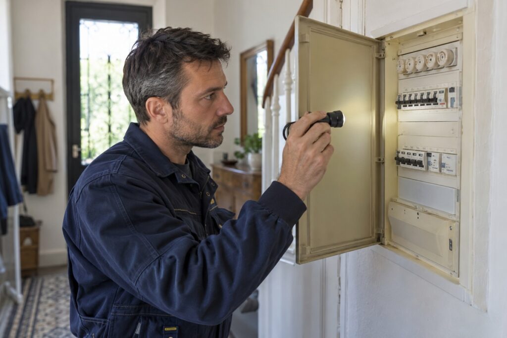 Inspection d’un ancien tableau électrique