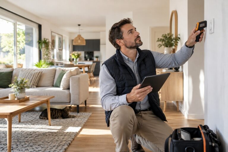 Inspection technique dans un salon moderne