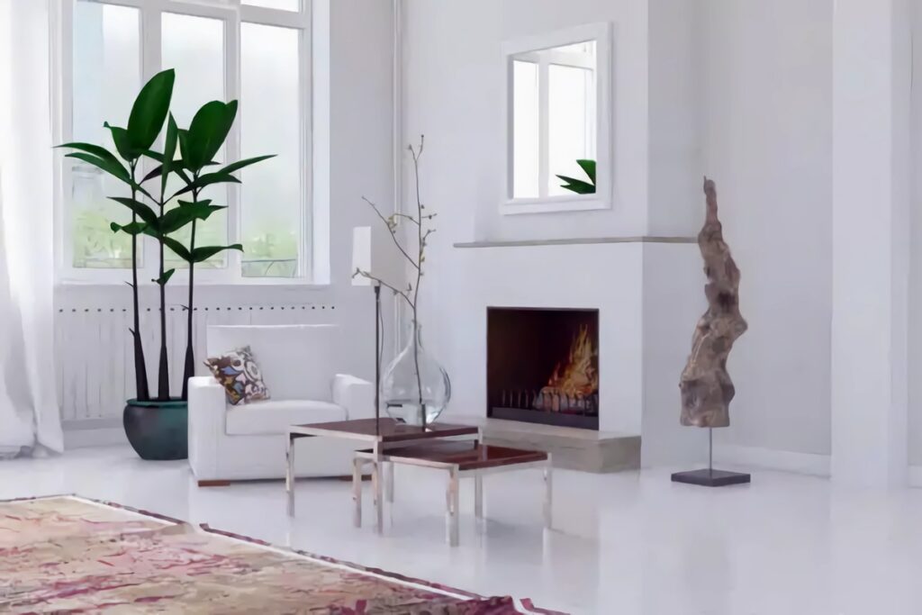 vue sur la cheminée avec insert d'un salon