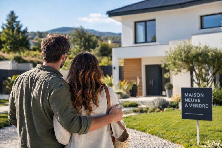 Couple devant leur maison de rêve