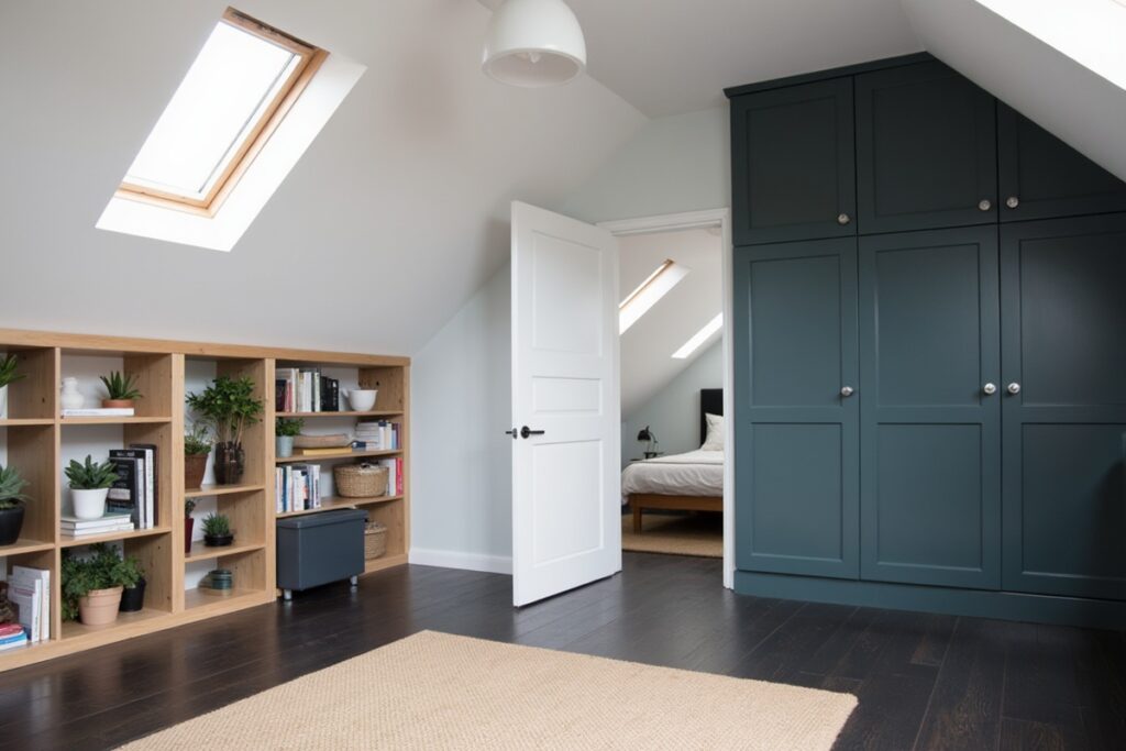 mobilier sur mesure dans une pièce au grenier