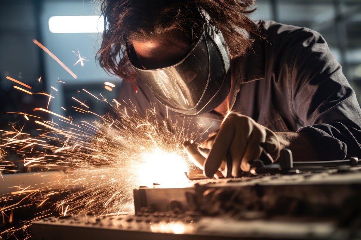 un soudeur avec des gants