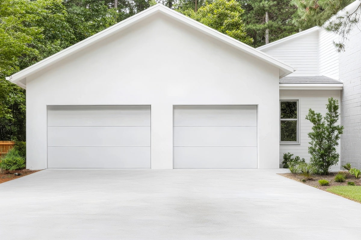 portes de garage en façade de maison