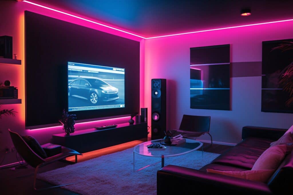 ruban led dans un salon