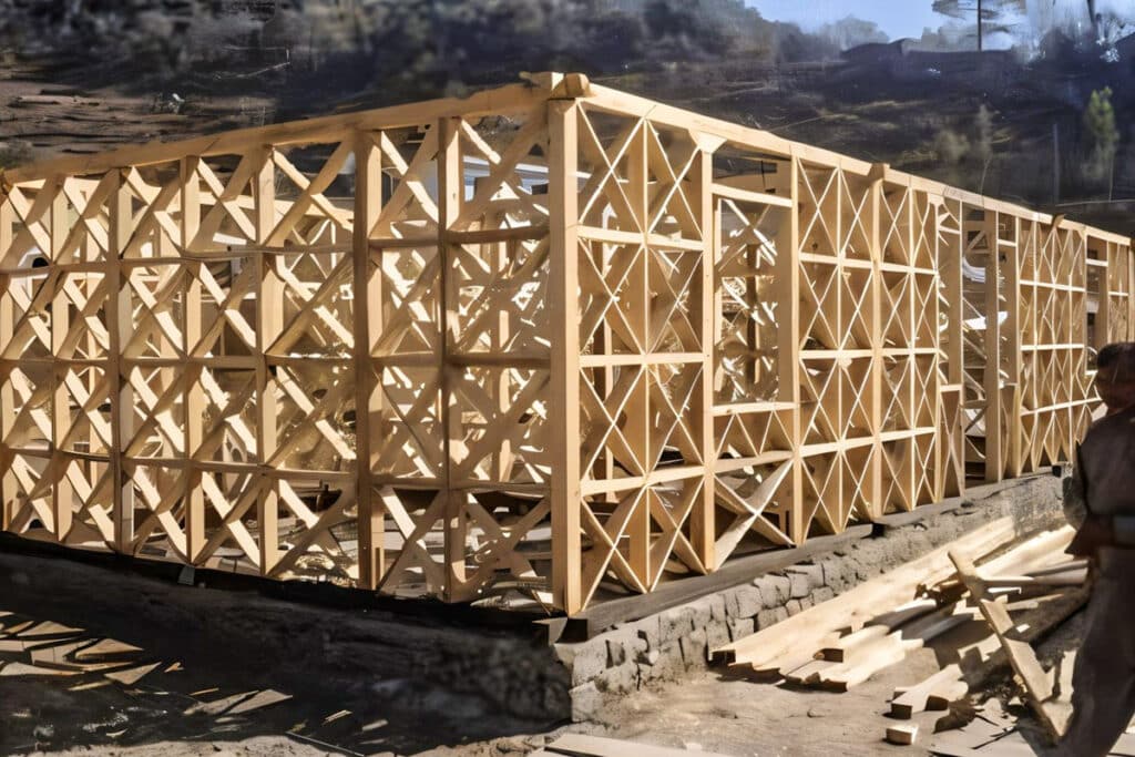 structure en bois Dhajji-Diwari