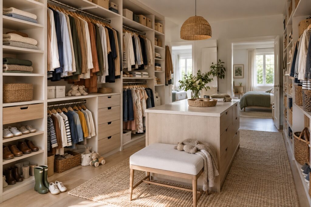 Un dressing familial organisé pour petits et grands