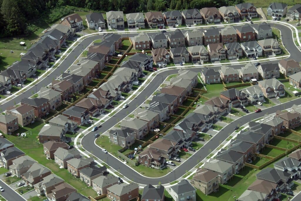 vue aérienne de Levittown