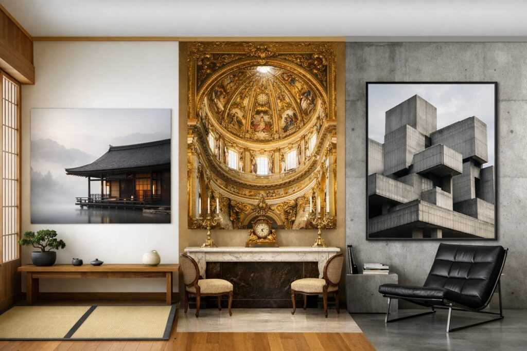 tableaux architcturaux sur un mur