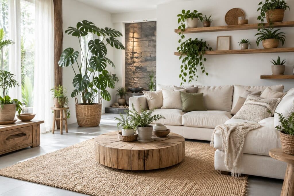 intégration de la nature dans un salon