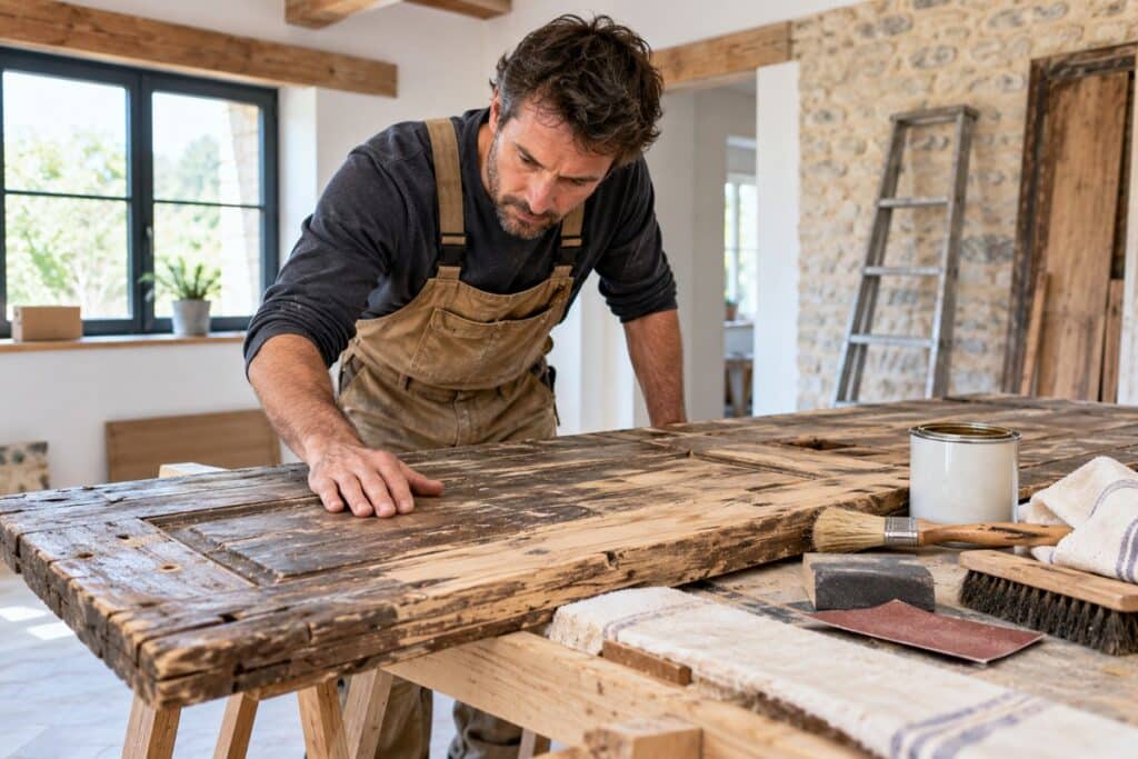 Restauration d’une vieille porte en bois