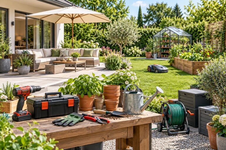 Un jardin bien équipé pour bricoler, aménager et profiter des beaux jours