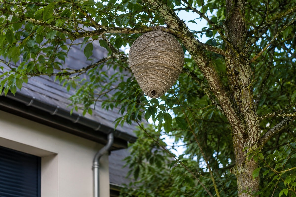 nid de frelons près d'une maisons à La Motte-Servolex