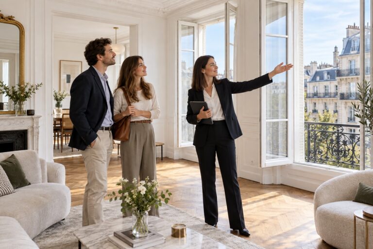 Visite d’un appartement parisien lumineux avec un agent immobilier