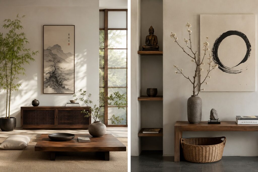 éléments de décoration caractéristiques du style asiatique
