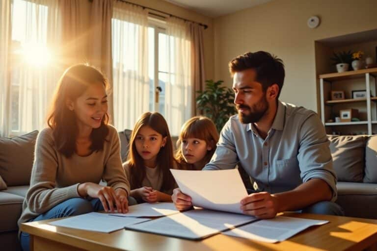famille qui regarde des contrats