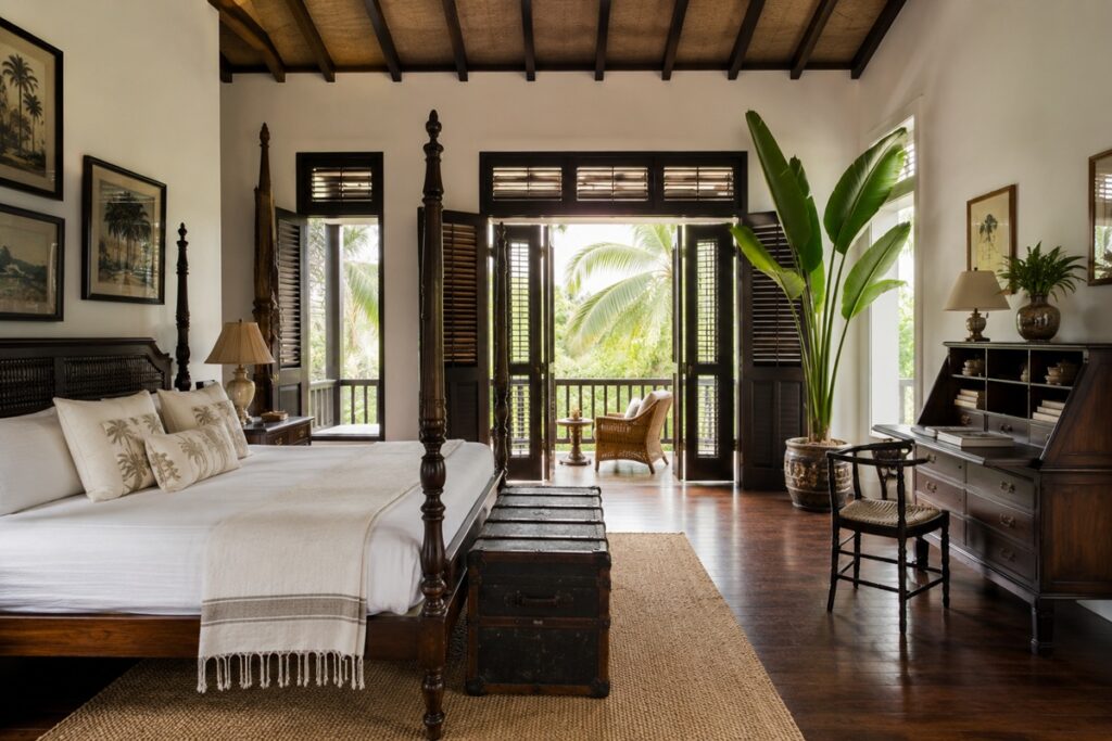 chambre aménagé avec le style colonial anglais