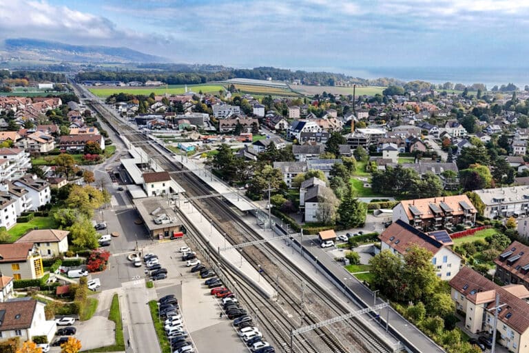 vue aérienne de la ville de Gland en Suisse