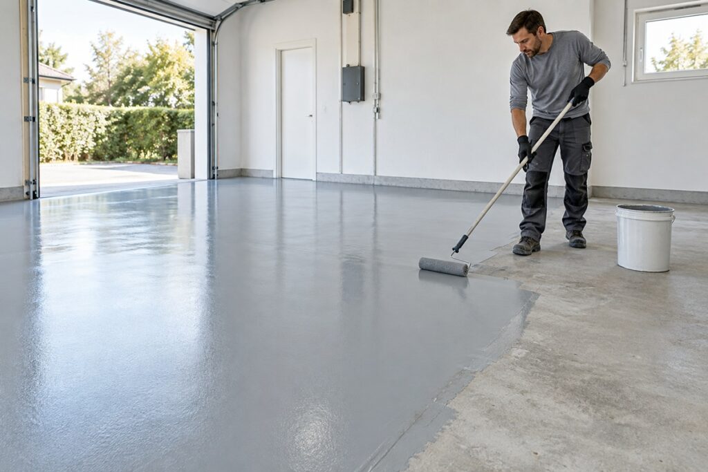 Application de résine sur béton