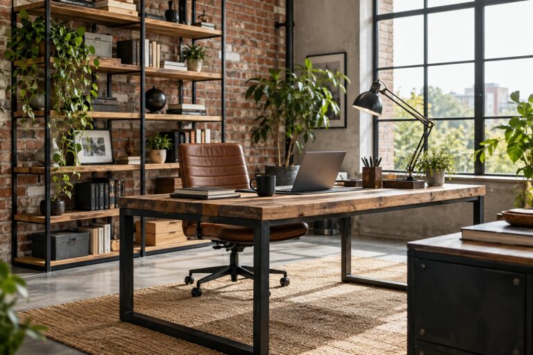 Bureau loft industriel lumineux
