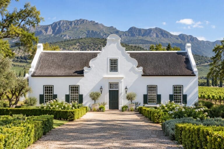 Domaine de style Cape Dutch au milieu des vignes