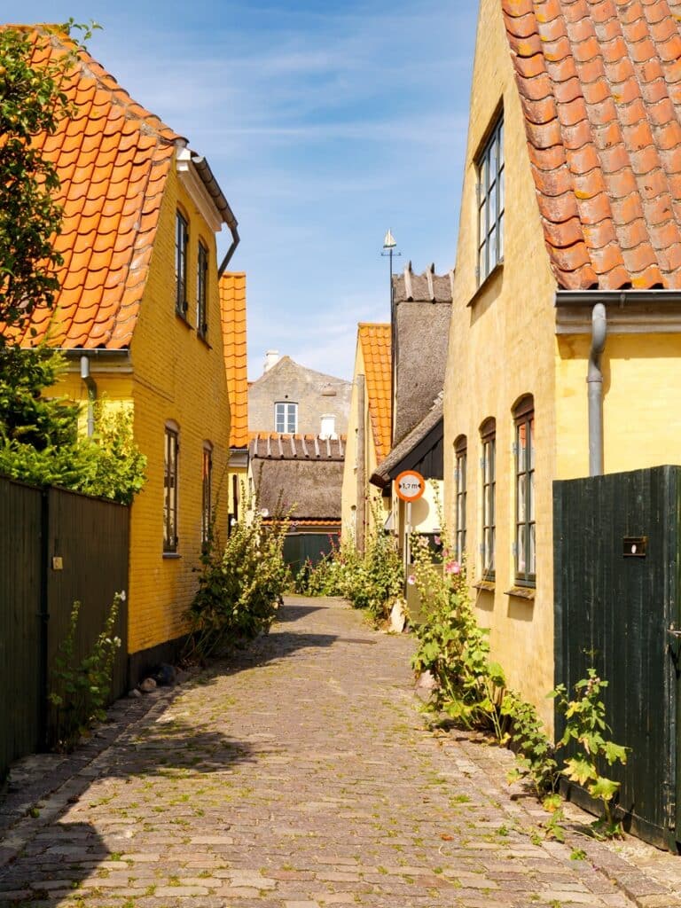 rue de maisons jaunes à Dragør