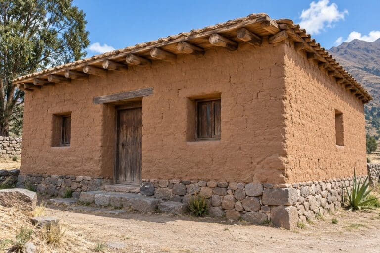 Maison adobe rustique en montagne