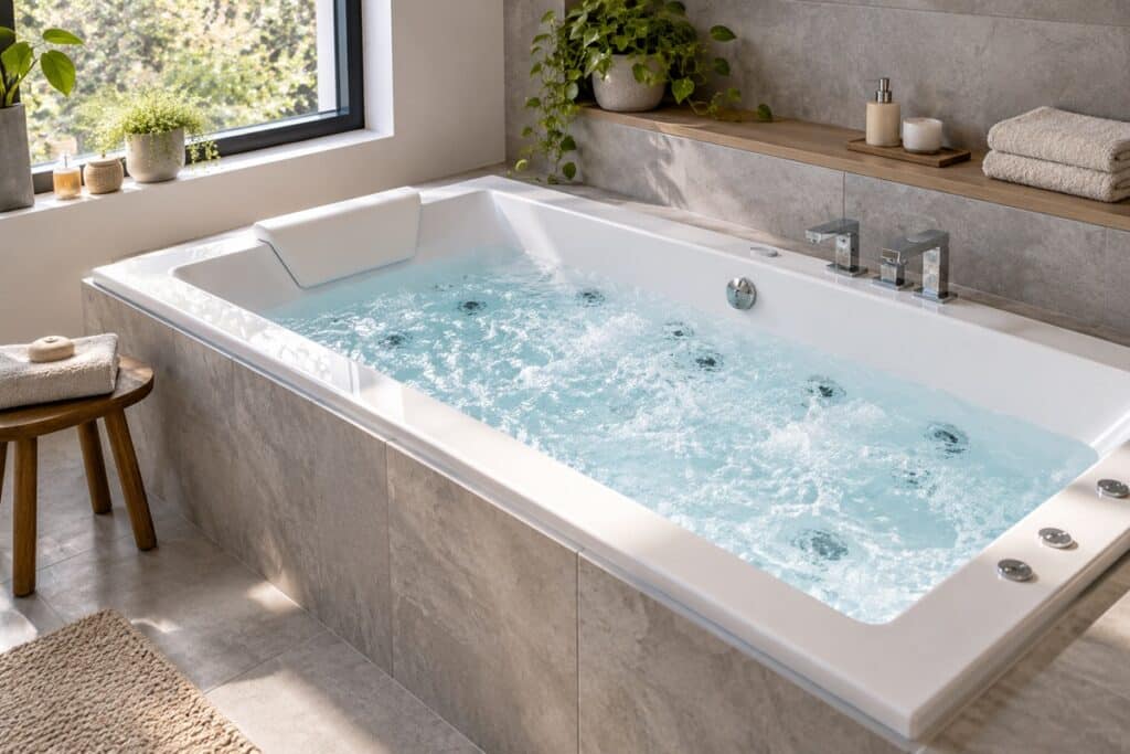 baignoire balnéo dans une salle de bain