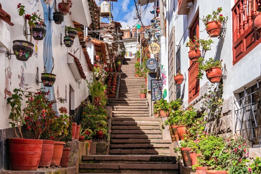 escalier et maisons à Cusco