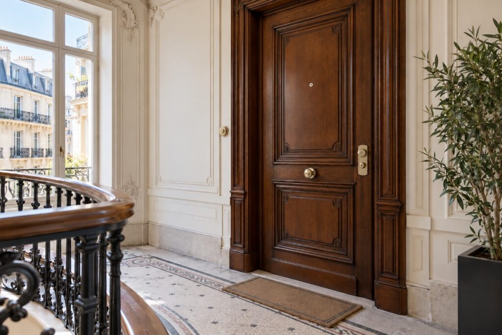 porte d'entrée ancienne sécurisée à Paris